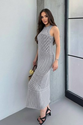 rochie de plajă tricotată, fără mâneci SOLMIRA GREY