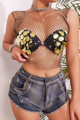 top din plasă cu elemente metalice și paiete SOLVINA