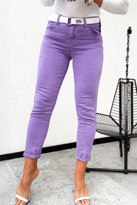 blugi elastici de damă cu croiala mulata de culoare violet LILSENA