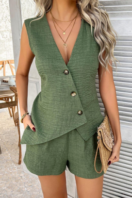set de damă cu o vesta elegantă și pantaloni scurți JOLIYA KHAKI