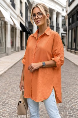 cămașă pentru femei de tip oversize, cu un design simplu și o croială lejeră LONELIA ORANGE