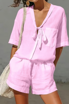 set delicat din bumbac pentru femei, format din două piese SELENIA PINK