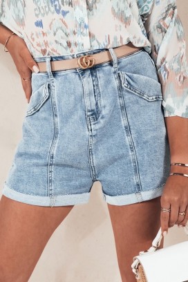 pantaloni scurți din denim pentru femei, cu talie înaltă și buzunare cargo MELIVA
