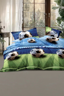 set de lenjerie de pat în două piese cu imprimeu 3D teren de fotbal cu mingi KANTINA 140x200 cm