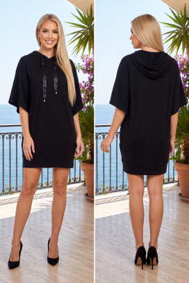 rochie scurtă sport-elegantă cu glugă KATRYNA BLACK