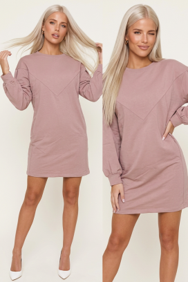 rochie scurtă simplă cu croială dreaptă lejeră și cusături geometrice spectaculoase VALDESIA MOCHA