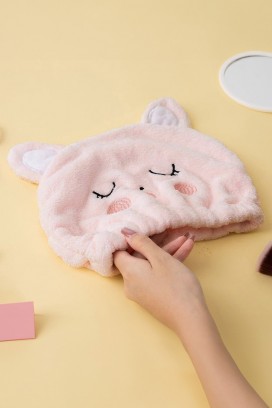 șapcă de damă din pluș pentru uscarea părului COZINIA PINK