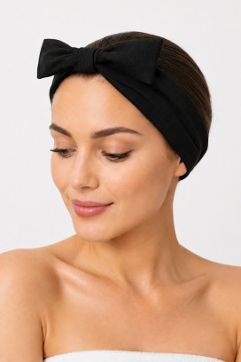 bentiță cosmetică pentru păr cu fundă decorativă PALEMITIA BLACK