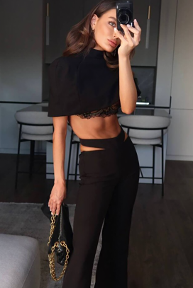 set elegant de damă cu bolero și pantaloni evazați VARIMERA