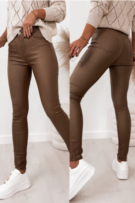 pantaloni damă din piele ecologică cu talie înaltă SAYLORA