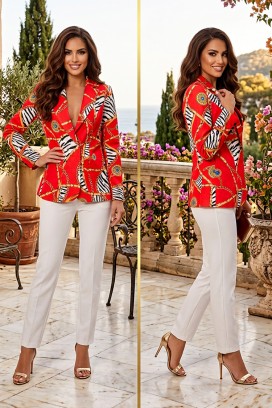sacou elegant de damă cu imprimeu spectaculos GELANIA RED