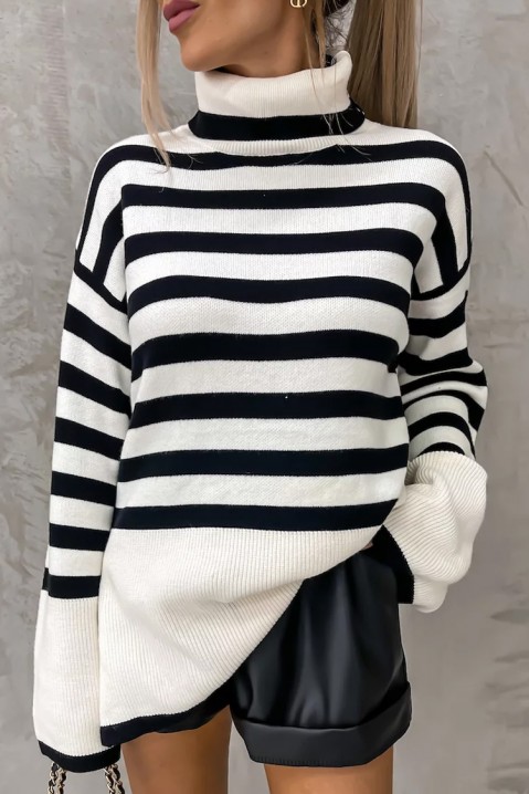 Pulover RANDESA WHITE, Culoare: alb și negru, IVET.RO îmbrăcăminte femei și bărbați , lenjerie de corp, încălțăminte, accesorii