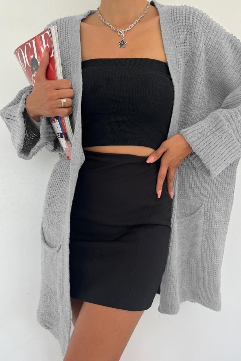 Cardigan BOLZEMA GREY, Culoare: gri, IVET.RO îmbrăcăminte femei și bărbați , lenjerie de corp, încălțăminte, accesorii