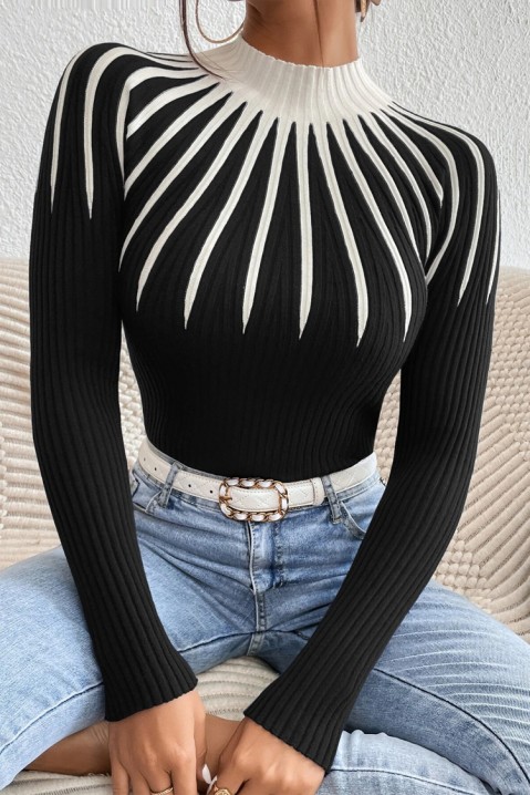 Pulover STILMA BLACK, Culoare: negru și alb, IVET.RO îmbrăcăminte femei și bărbați , lenjerie de corp, încălțăminte, accesorii
