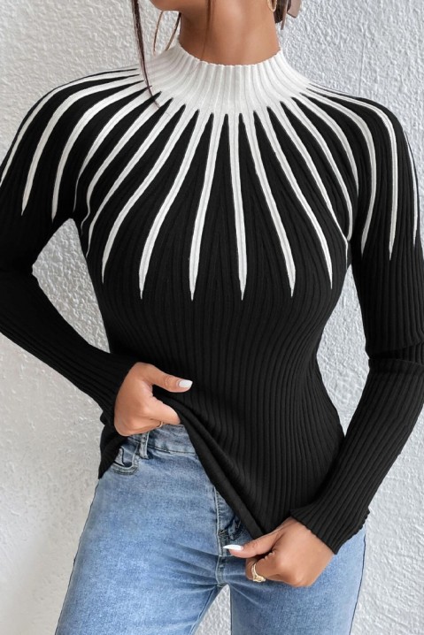 Pulover STILMA BLACK, Culoare: negru și alb, IVET.RO îmbrăcăminte femei și bărbați , lenjerie de corp, încălțăminte, accesorii