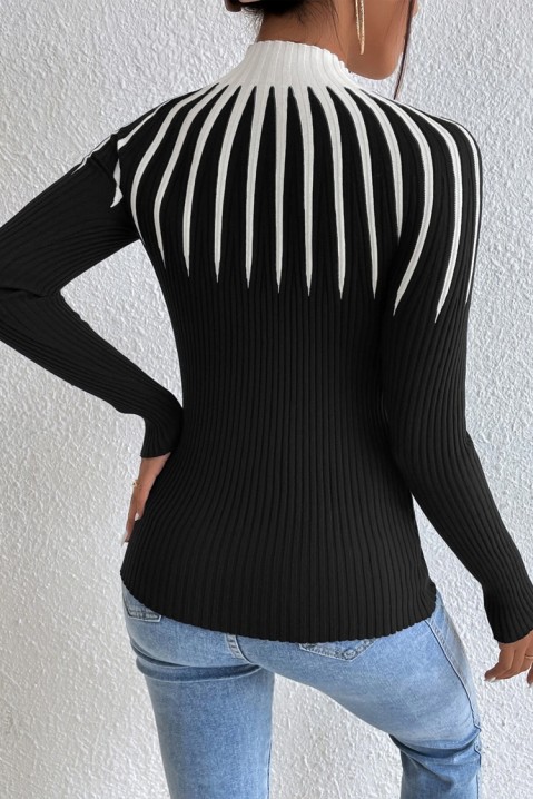Pulover STILMA BLACK, Culoare: negru și alb, IVET.RO îmbrăcăminte femei și bărbați , lenjerie de corp, încălțăminte, accesorii