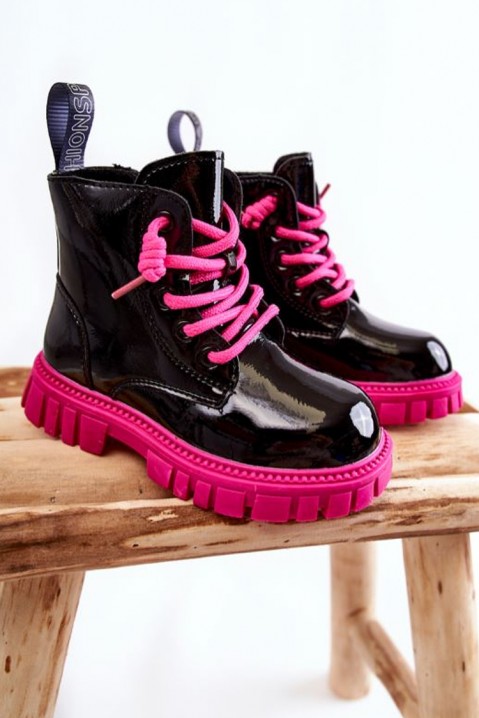 Botine pentru fată FASHIONISTA FUCHSIA, Culoare: negru, IVET.RO îmbrăcăminte femei și bărbați , lenjerie de corp, încălțăminte, accesorii