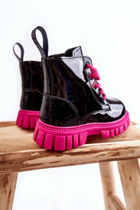 Botine pentru fată FASHIONISTA FUCHSIA, Culoare: negru, IVET.RO îmbrăcăminte femei și bărbați , lenjerie de corp, încălțăminte, accesorii