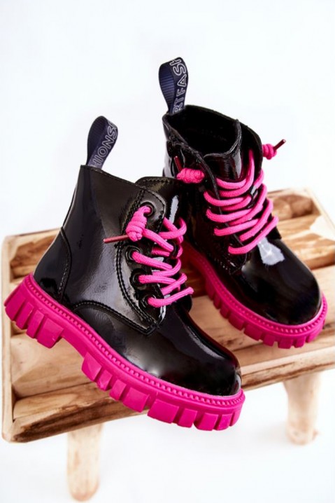 Botine pentru fată FASHIONISTA FUCHSIA, Culoare: negru, IVET.RO îmbrăcăminte femei și bărbați , lenjerie de corp, încălțăminte, accesorii