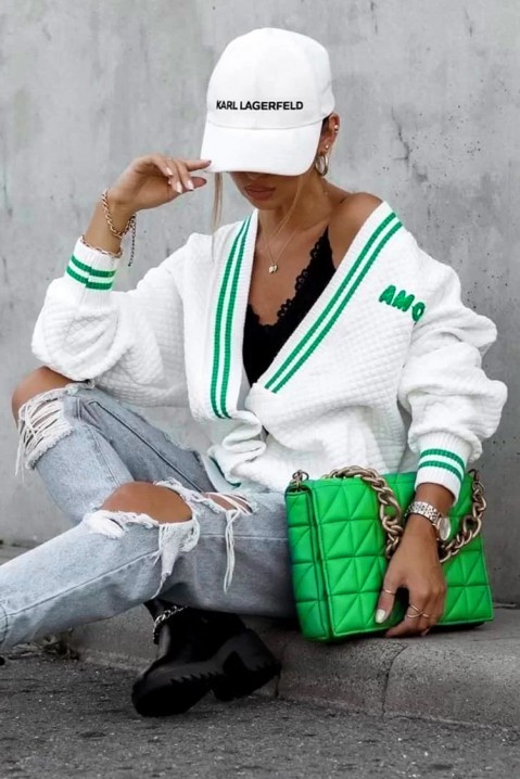 Cardigan de damă BAZOLA WHITE, Culoare: alb, IVET.RO îmbrăcăminte femei și bărbați , lenjerie de corp, încălțăminte, accesorii