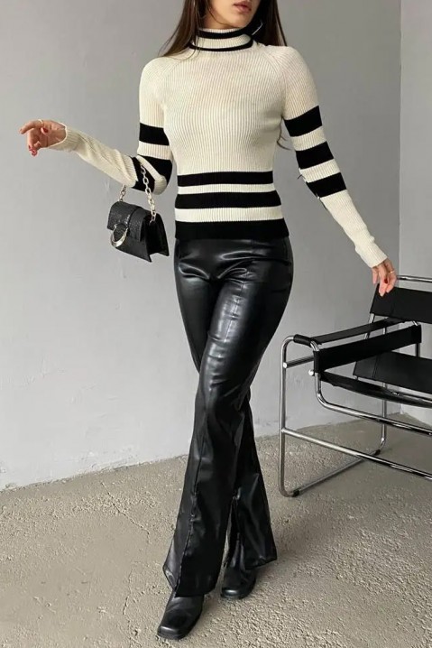 Pulover SOLALIA, Culoare: negru și ecru, IVET.RO îmbrăcăminte femei și bărbați , lenjerie de corp, încălțăminte, accesorii