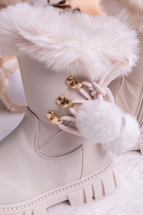 Botine pentru fată KARMELITA ECRU, Culoare: ecru, IVET.RO îmbrăcăminte femei și bărbați , lenjerie de corp, încălțăminte, accesorii