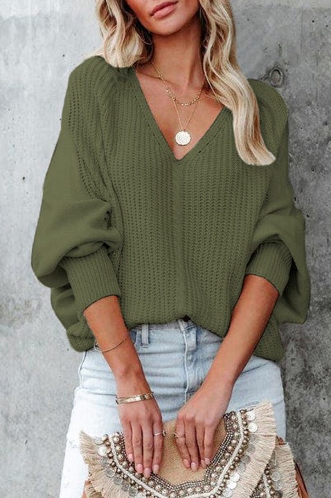 Pulover SELASIA KHAKI, Culoare: kaki, IVET.RO îmbrăcăminte femei și bărbați , lenjerie de corp, încălțăminte, accesorii