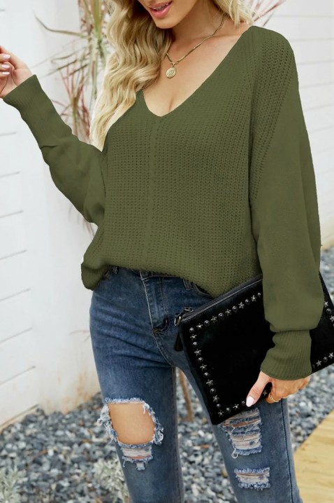 Pulover SELASIA KHAKI, Culoare: kaki, IVET.RO îmbrăcăminte femei și bărbați , lenjerie de corp, încălțăminte, accesorii