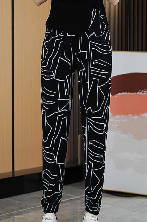 Pantaloni ADORFA, Culoare: negru și alb, IVET.RO - Reduceri de până la -80%