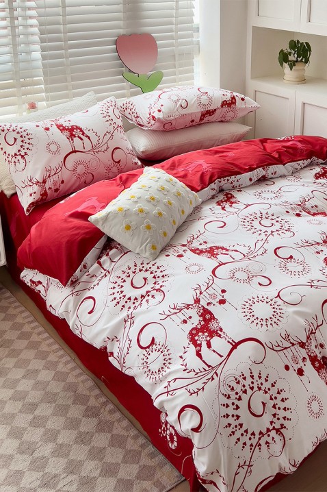 Lenjerie de pat GANILTA 200x220 cm, Culoare: alb și roșu, IVET.RO - Reduceri de până la -80%