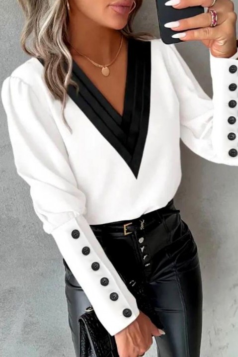 Bluză damă ROMILSA WHITE, Culoare: negru și alb, IVET.RO - Reduceri de până la -80%