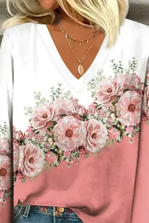 Bluză damă BLUMPELSA, Culoare: alb cu roz, IVET.RO - Reduceri de până la -80%