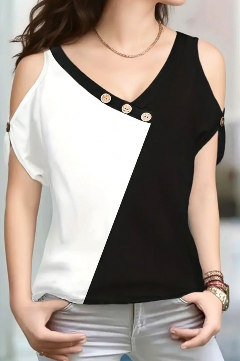 Bluză damă LEFENVA, Culoare: negru și alb, IVET.RO - Reduceri de până la -80%