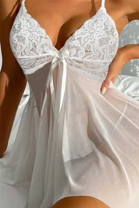 Set cămașă de noapte cu tanga LONSANA WHITE, Culoare: alb, IVET.RO - Reduceri de până la -80%