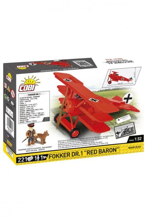 Set de construcție COBI avion Fokker Dr.1 Red Baron - 221 bucățiIVET.RO - Reduceri de până la -80%