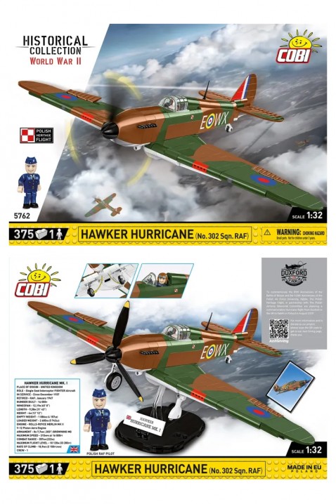 Set de construcție Cobi avion Hawker Hurricane- piese 375IVET.RO - Reduceri de până la -80%