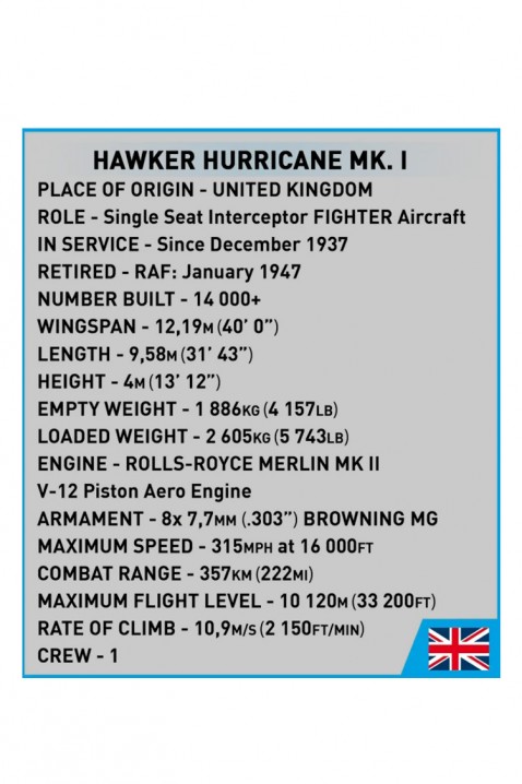 Set de construcție Cobi avion Hawker Hurricane- piese 375IVET.RO - Reduceri de până la -80%