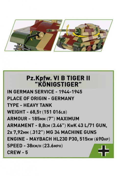 Set de construcție Cobi tanc Tiger II „Königstiger” - piese 500IVET.RO - Reduceri de până la -80%