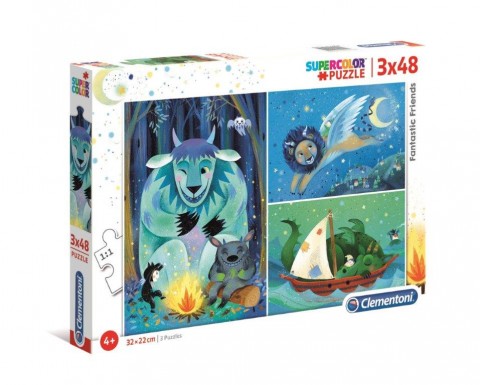 Puzzle pentru copii Clementoni de 3 x 48 piese - Prieteni fantasticiIVET.RO - Reduceri de până la -80%
