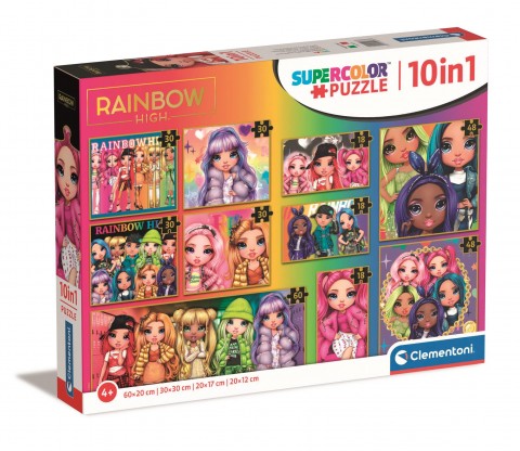 Puzzle pentru copii Clementoni 10 în 1 - Rainbow HighIVET.RO - Reduceri de până la -80%