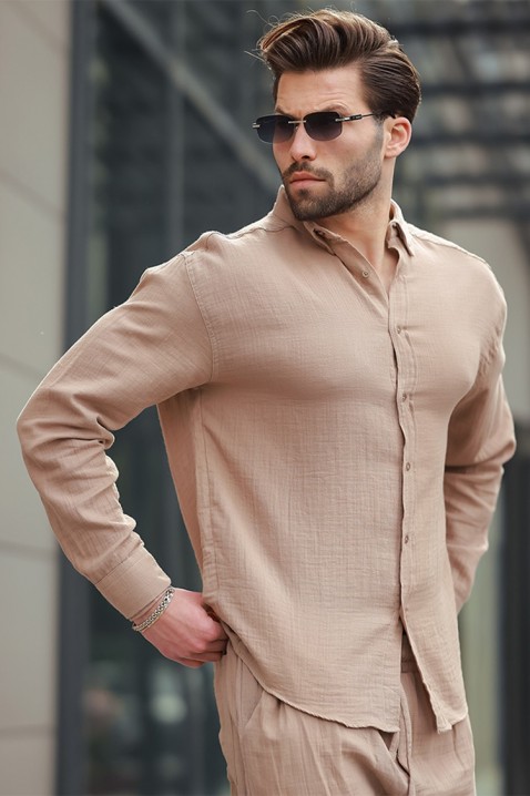 Cămașă bărbați MIRVOLZO BEIGE, Culoare: bej, IVET.RO - Reduceri de până la -80%
