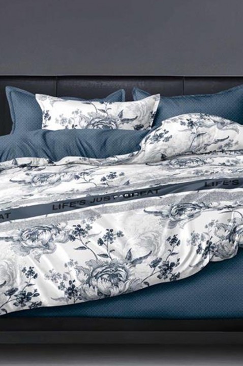 Lenjerie de pat KIRELTA 200x220 cm bumbac 4 piese, Culoare: albastru, IVET.RO - Reduceri de până la -80%