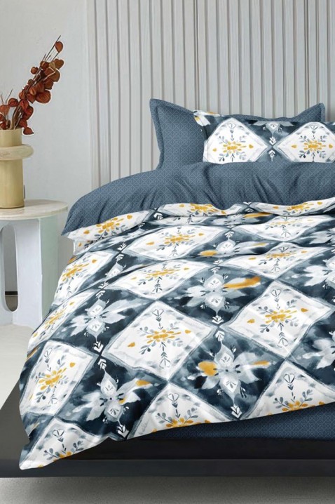 Lenjerie de pat DRAVOLTA 200x220 cm bumbac 4 piese, Culoare: albastru, IVET.RO - Reduceri de până la -80%
