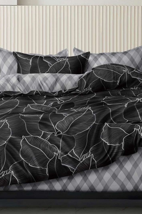 Lenjerie de pat MONTRIVA 200x220 cm bumbac 4 piese, Culoare: negru, IVET.RO - Reduceri de până la -80%