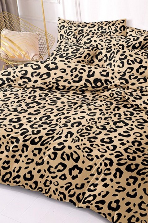 Lenjerie de pat LUMETRA 200x220 cm bumbac 4 piese, Culoare: maro deschis    , IVET.RO - Reduceri de până la -80%