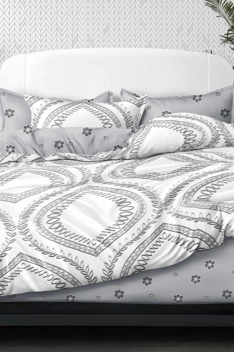 Lenjerie de pat KARELDA 200x220 cm bumbac 4 piese, Culoare: gri, IVET.RO - Reduceri de până la -80%