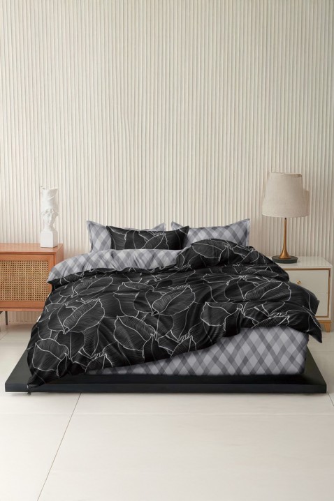 Lenjerie de pat MONTRIVA 200x220 cm bumbac 4 piese, Culoare: negru, IVET.RO - Reduceri de până la -80%