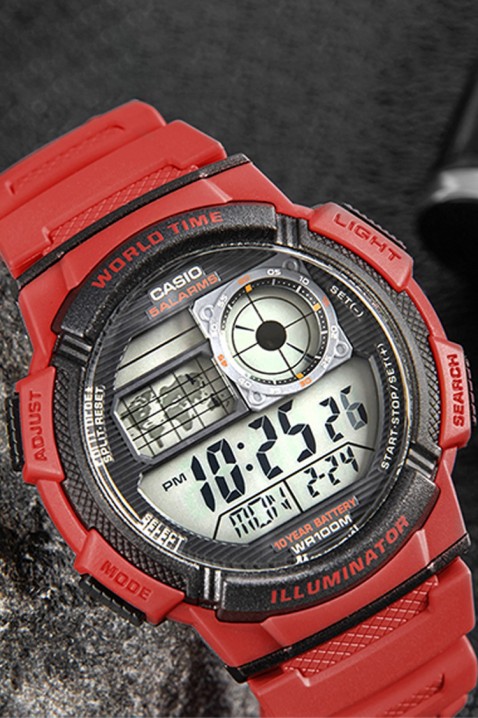 Ceas pentru bărbați CASIO AE-1000W-4AVDF, Culoare: roșu, IVET.RO - Reduceri de până la -80%