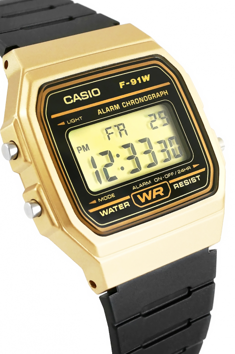 Ceas CASIO F-91WM-9ADF, Culoare: negru cu auriu, IVET.RO - Reduceri de până la -80%