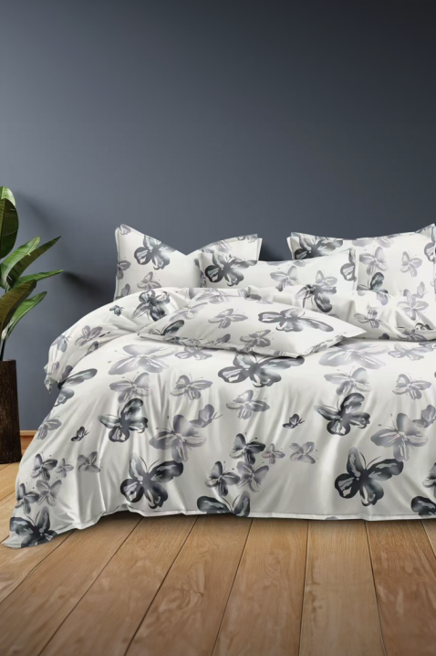 Lenjerie de pat FLOBERJA 200x220 cm bumbac 4 piese, Culoare: alb, IVET.RO - Reduceri de până la -80%